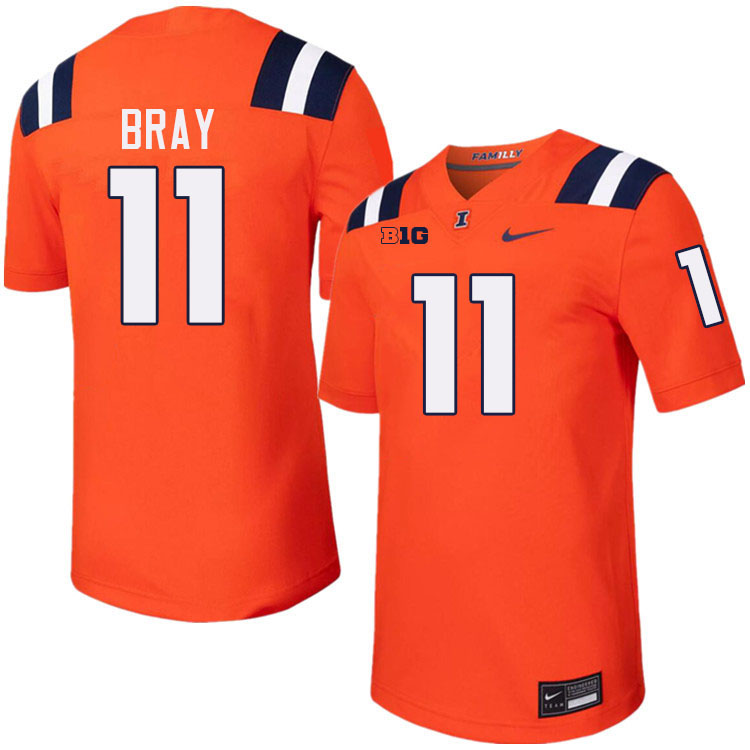 Men #11 Alex Bray Illinois Fighting Illini College Football Jerseys Stitched-Orange